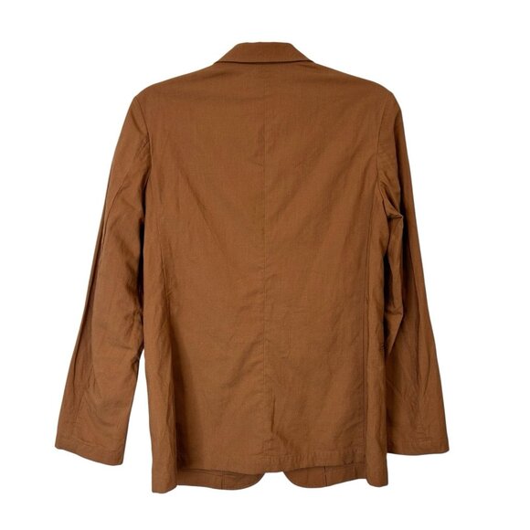 Uniqlo Linen Blend Blazer Jacket Women’s Size Small Caramel Tan - Picture 2 of 7